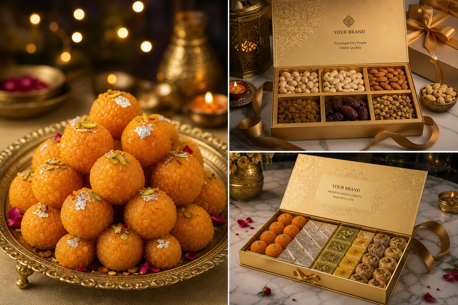 Beautifully packaged red sweet gift box with gold ribbon